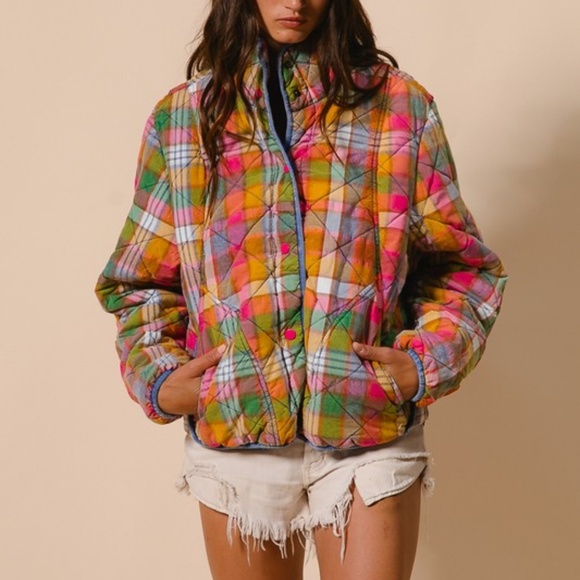 NWT Retro Vibes Plaid Quilted Jacket - Picture 7 of 10